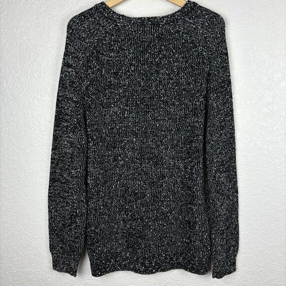 Magaschoni Wool Blend Marled Black White Knit Pullover Sweater Mens Size Large - Picture 4 of 6
